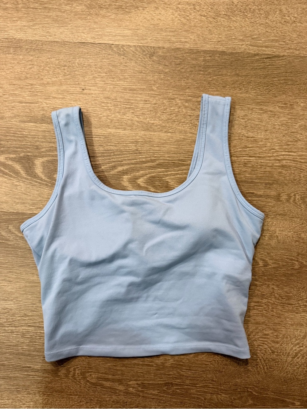 Light Blue Scoop Neck Crop Tank Top - Women